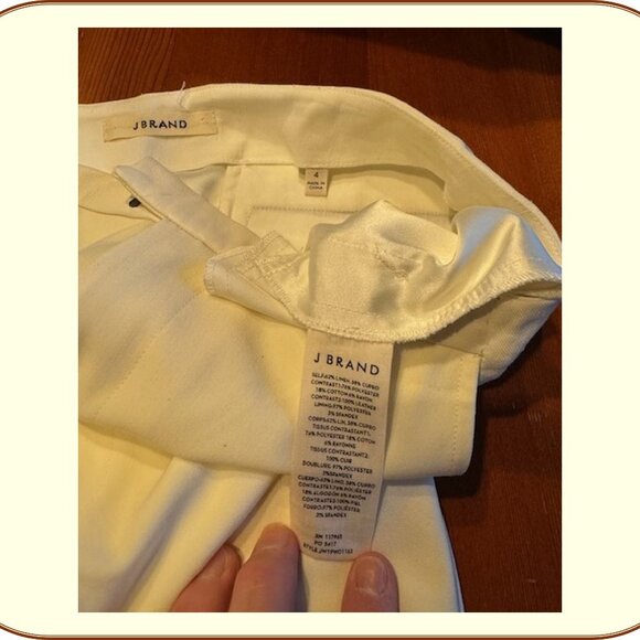 J Brand Ivory Polyester/Linen Designer Pants - Picture 4 of 4